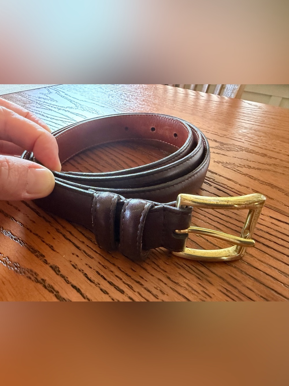 Men's Coach Brown Leather Belt - Classic & Timeless Accessory - Picture 2 of 6